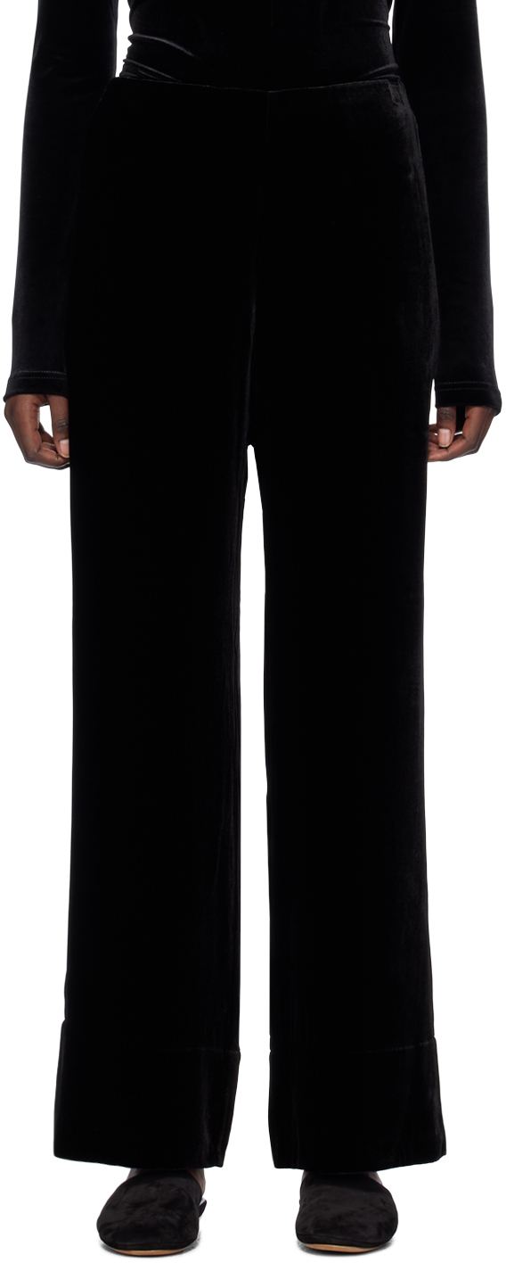 Shop Totême Black Wide Trousers In 001 Black