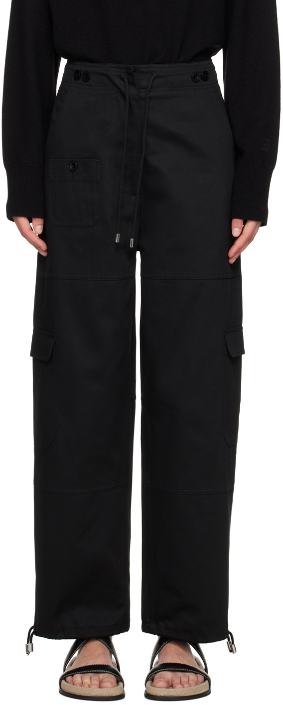 Shop Totême Black Cargo Trousers In 001 Black
