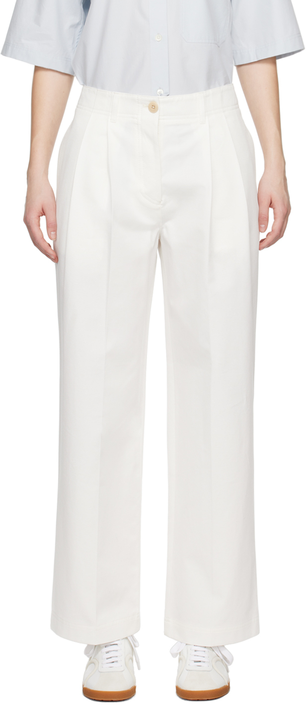 Shop Totême White Relaxed Trousers In 047 White