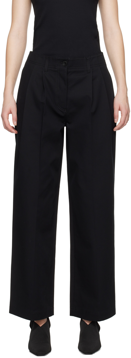 Shop Totême Black Relaxed Trousers In 001 Black