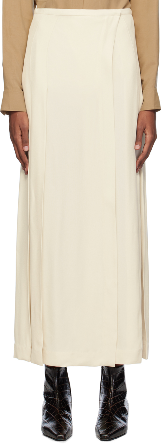 Off-White Pleated Maxi Skirt