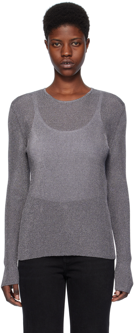 Totême Crewneck Wool Sweater In Medium Grey