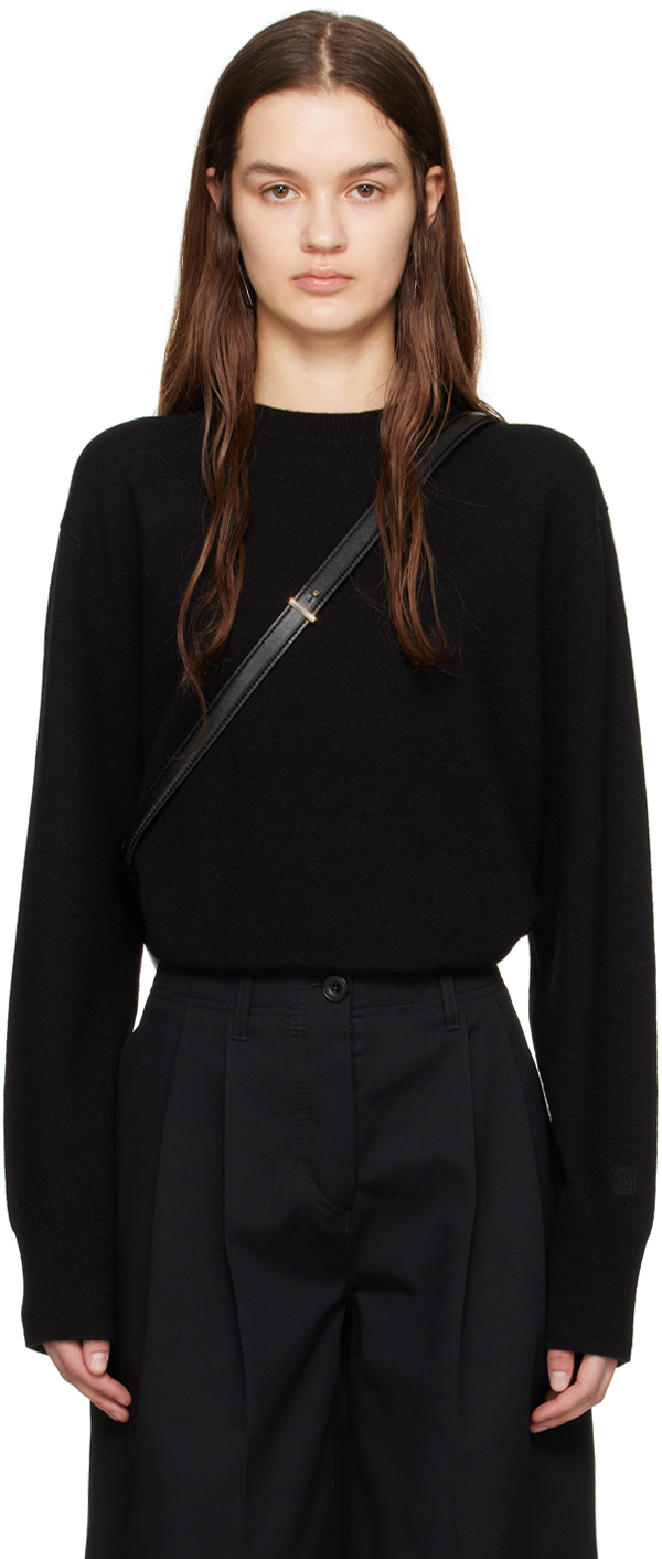 Shop Totême Black Crewneck Sweater In 001 Black