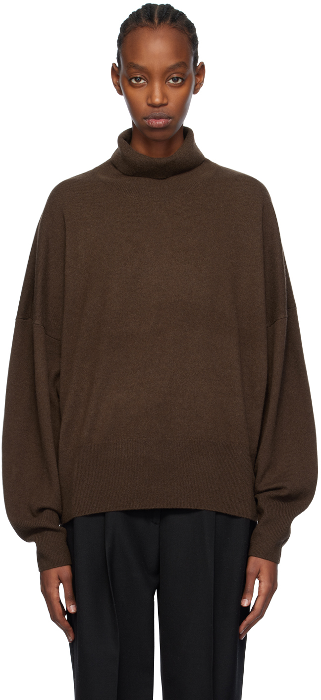 Shop Totême Brown Turtleneck Sweater In 034 Dark Brown