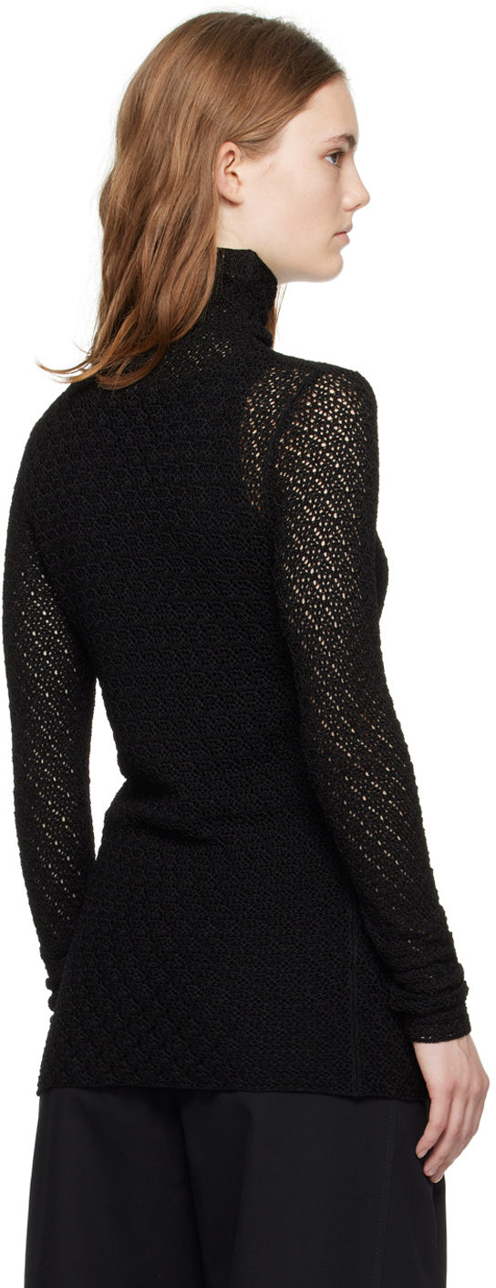 Totême Black Semi-sheer Turtleneck In 001 Black