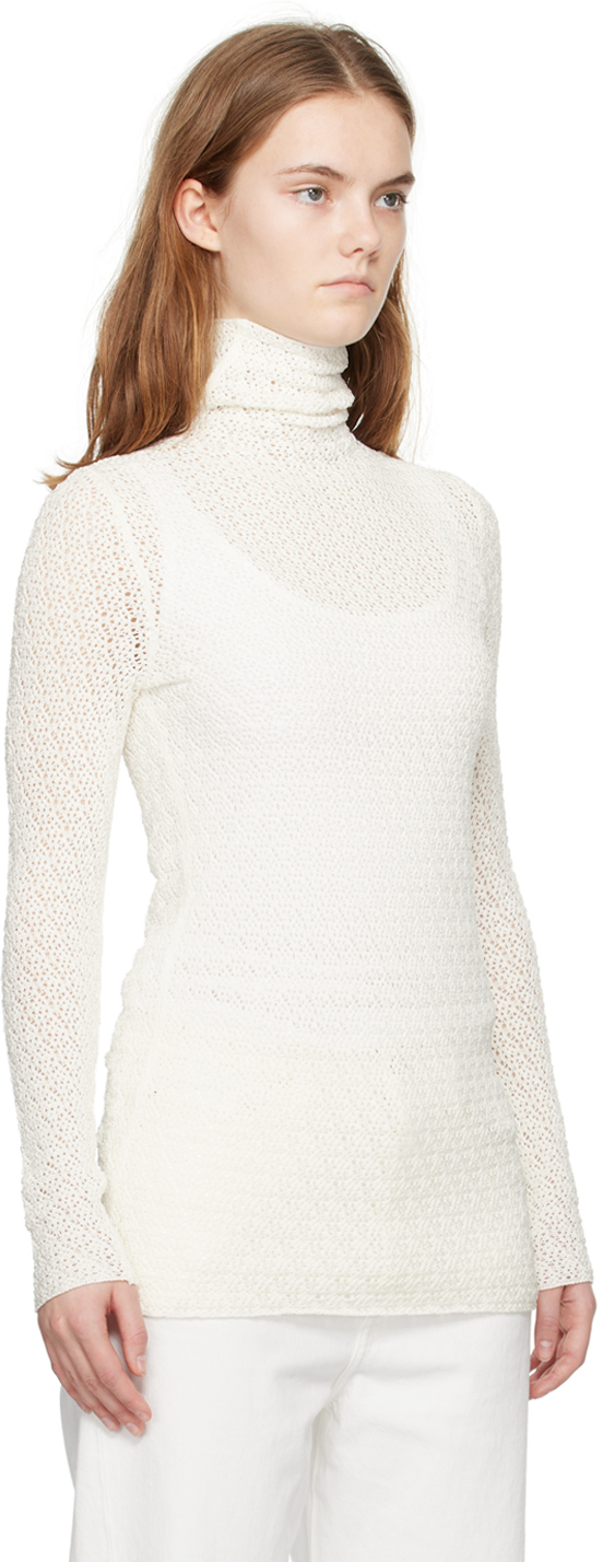 Totême Off White Semi-sheer Turtleneck In 059 Off White