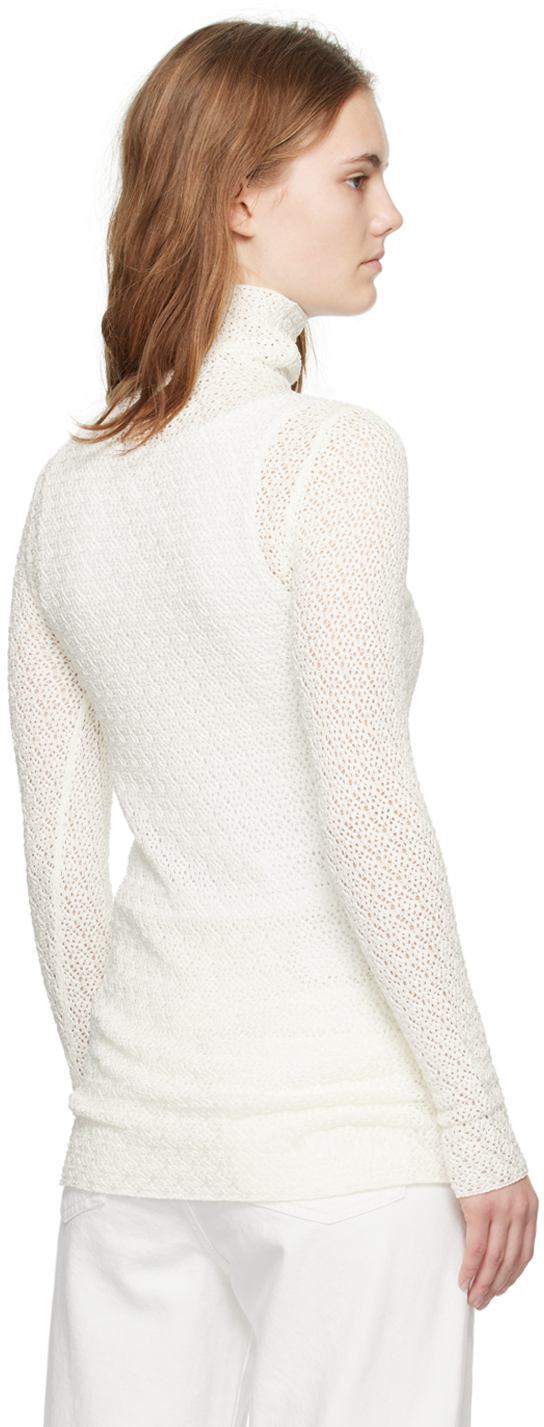 Totême Off White Semi-sheer Turtleneck In 059 Off White