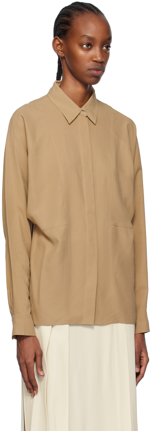 Totême Panelled Silk Shirt In 091 Biscuit