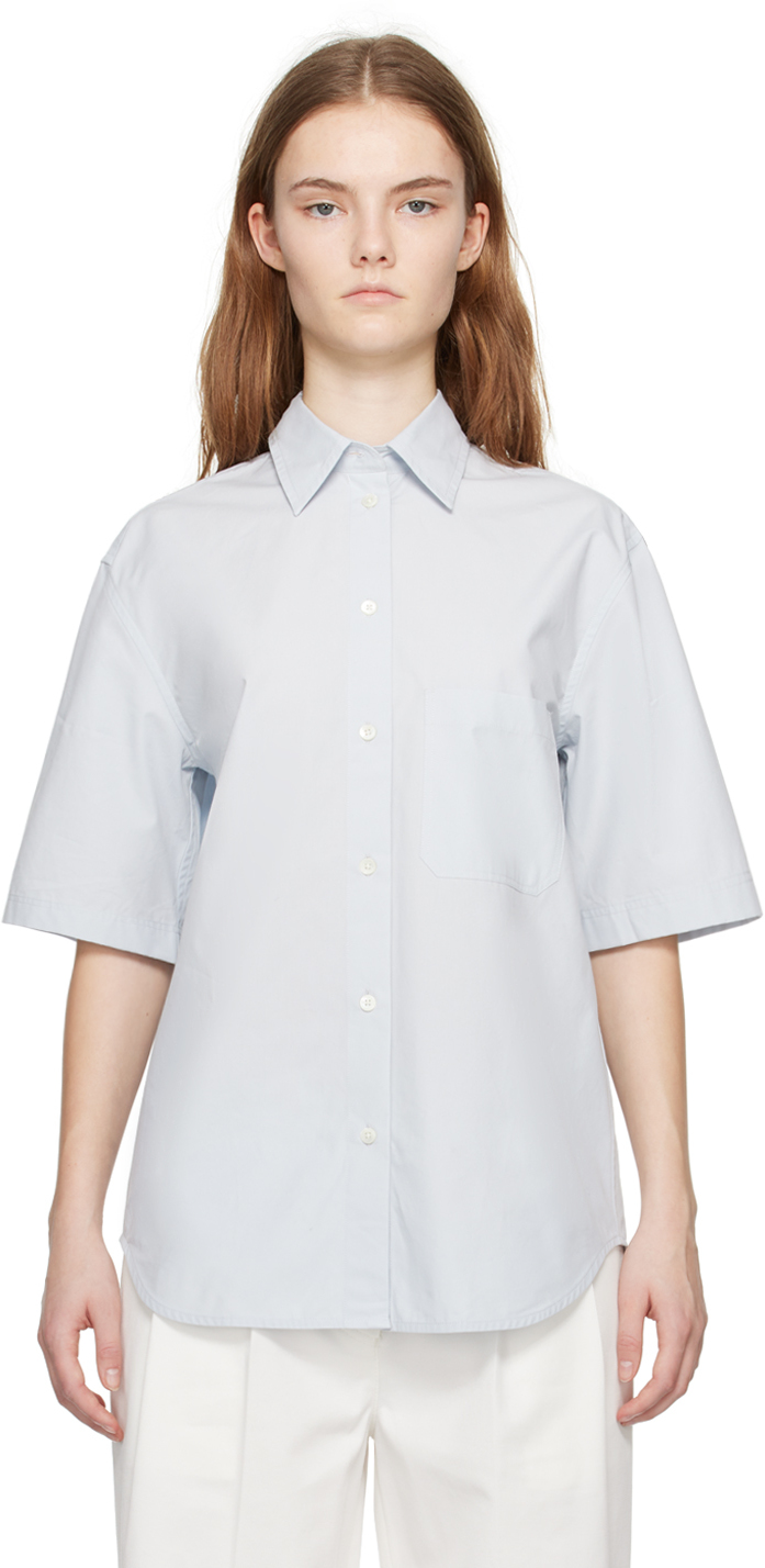 Shop Totême Blue Patch Pocket Shirt In 131 Ice