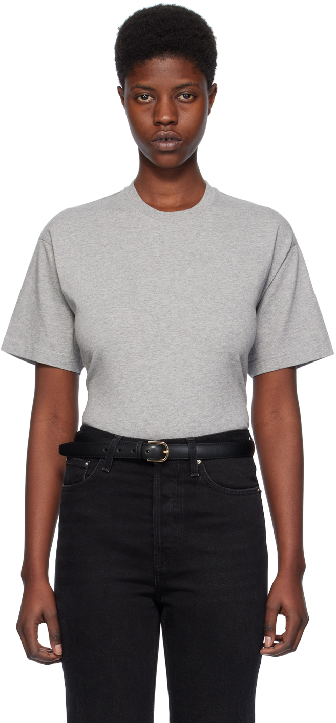 Shop Totême Gray Straight T-shirt In 018 Light Grey Mlnge