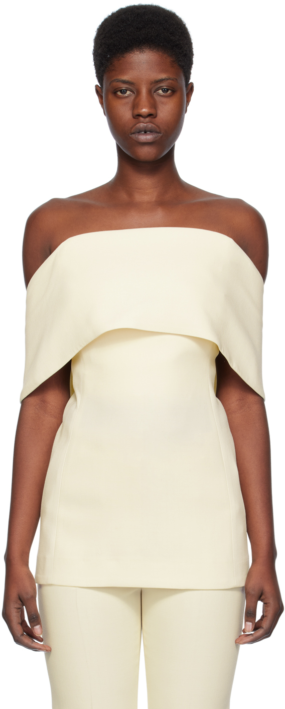 Shop Totême Off-white Off-the-shoulder Top In 070 Macadamia
