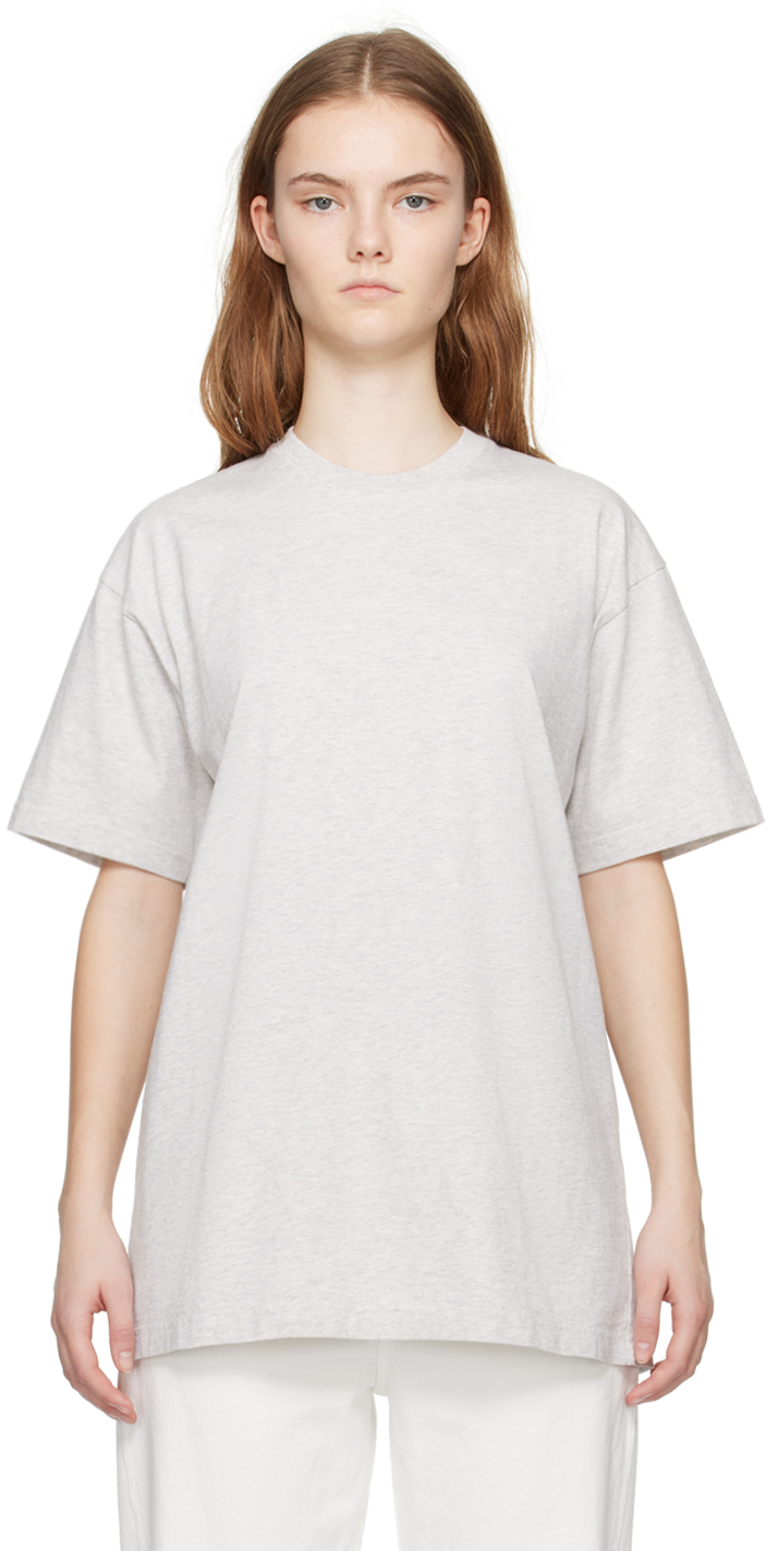 Shop Totême Gray Straight T-shirt In 039 Pale Grey Melang