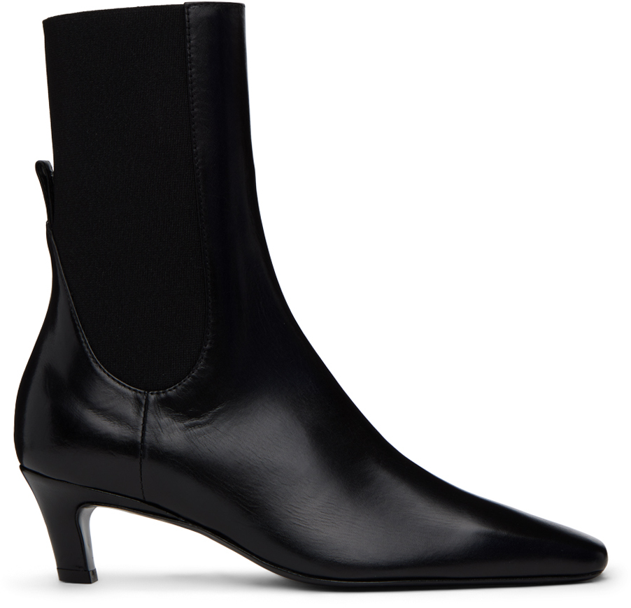 Shop Totême Black 'the Mid Heel' Boots In 200 Black