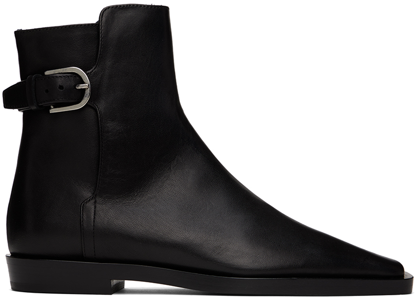 Totême Black 'the Belted' Boots In 001 Black