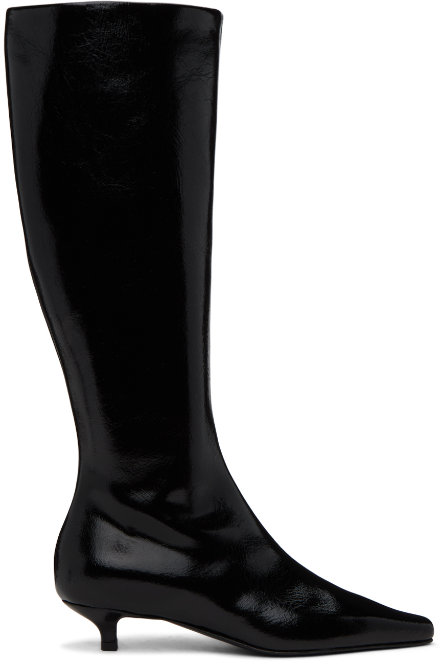 Shop Totême Black 'the Slim' Knee-high Boots In 001 Black