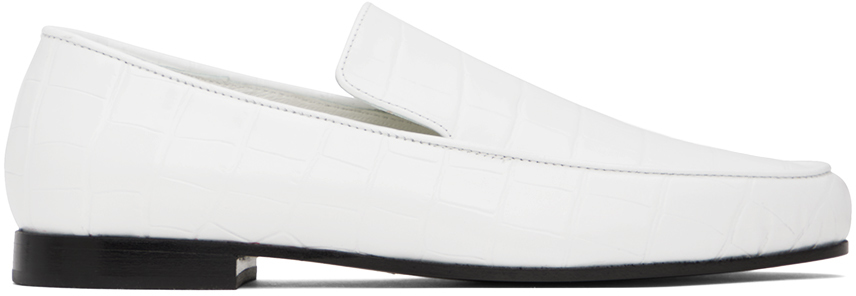 【関税込み】TOTEME ホワイト The Croco Oval ローファー White 'The Croco Oval' Loafers by TOTEME on Sale