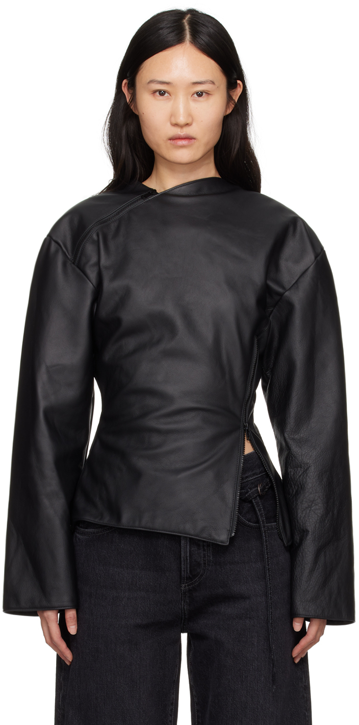 Jade Cropper Black Gigi Leather Jacket In 009 - Black