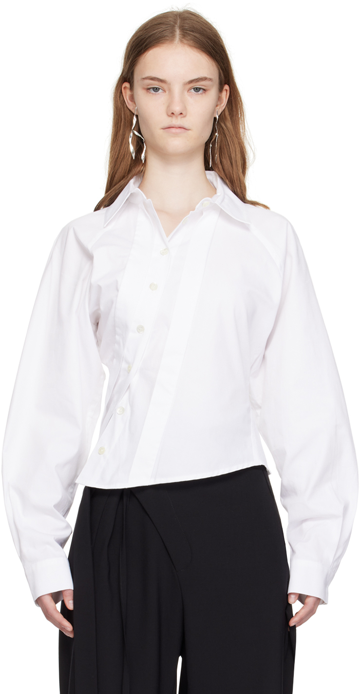 Shop Jade Cropper White Asymmetric Shirt In 010 White