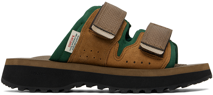 Shop Suicoke Brown & Green Mogi-ab Sandals In Brown/olive