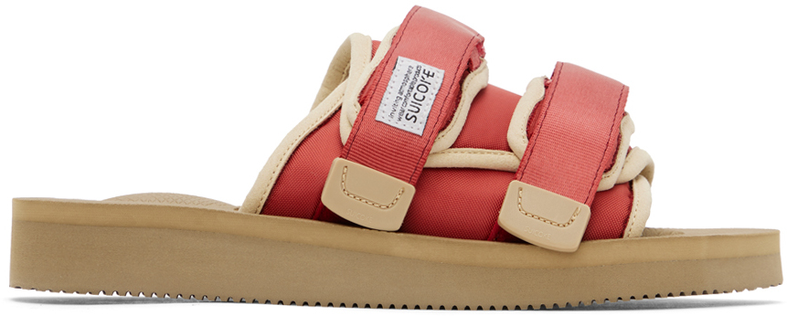 Suicoke Red & Beige Moto-cab Sandals In Red Clay