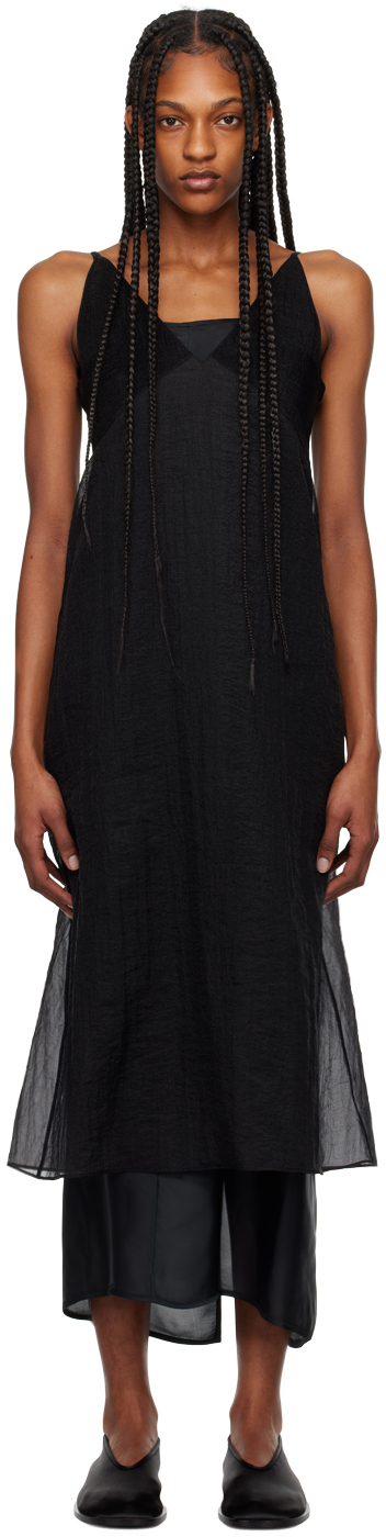 Shop Recto Black Semi-sheer Midi Dress