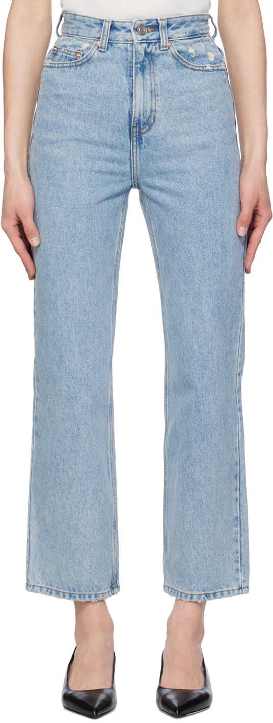 Blue Damaged Detail Jeans