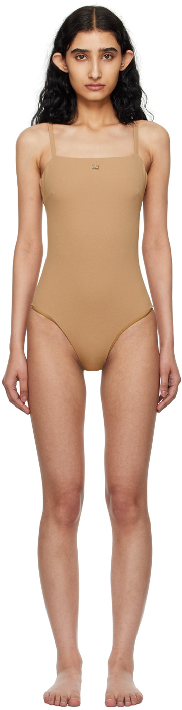 Beige Square Neck Swimsuit