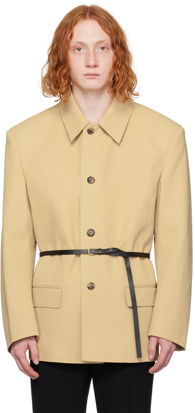 Recto: Beige Belted Jacket | SSENSE