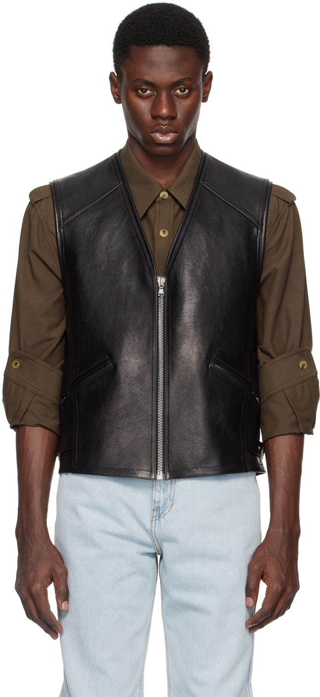 Black '80s Theo Rider Leather Vest