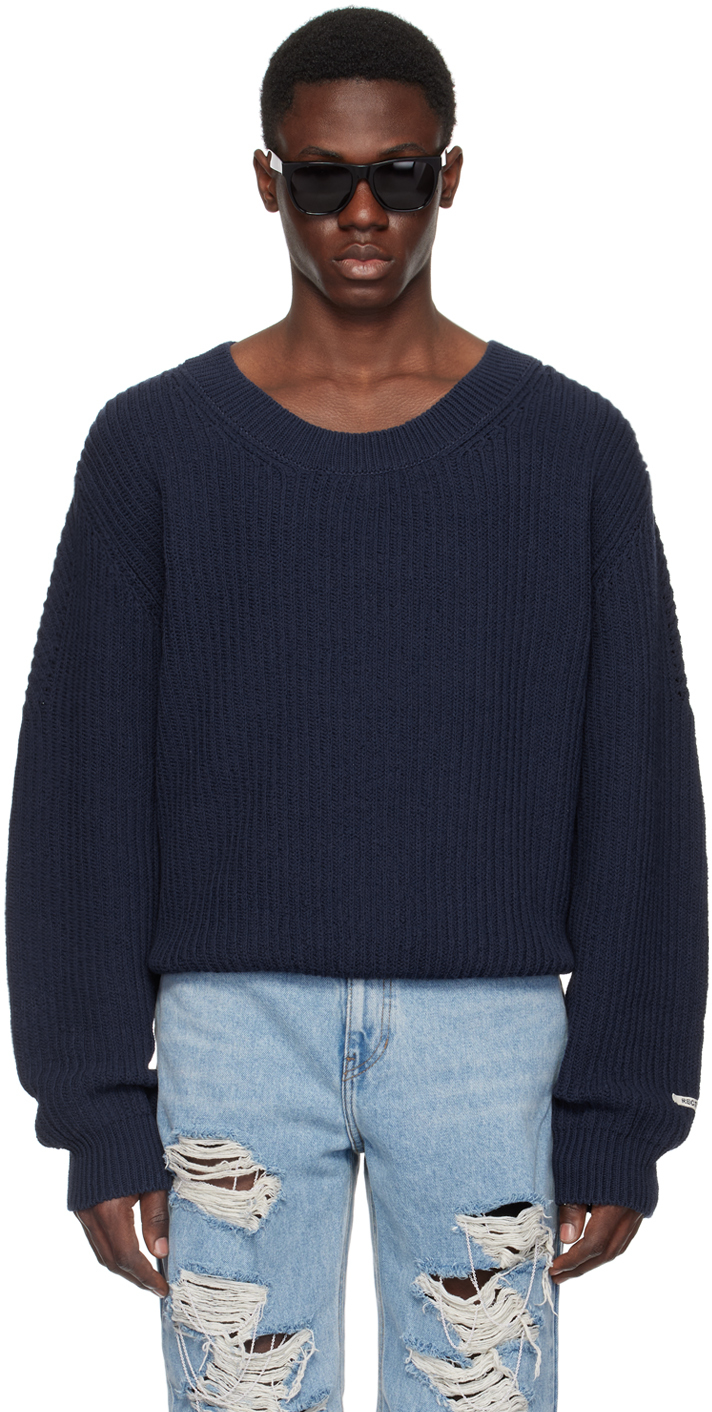 Navy Jacquard Patch Sweater