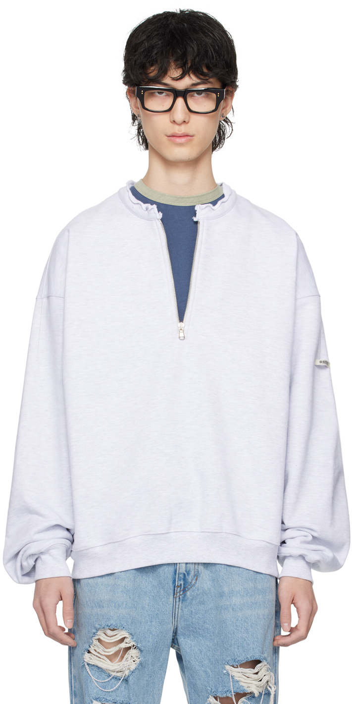 Shop Recto Gray Raw Edge Sweatshirt In Melange Grey