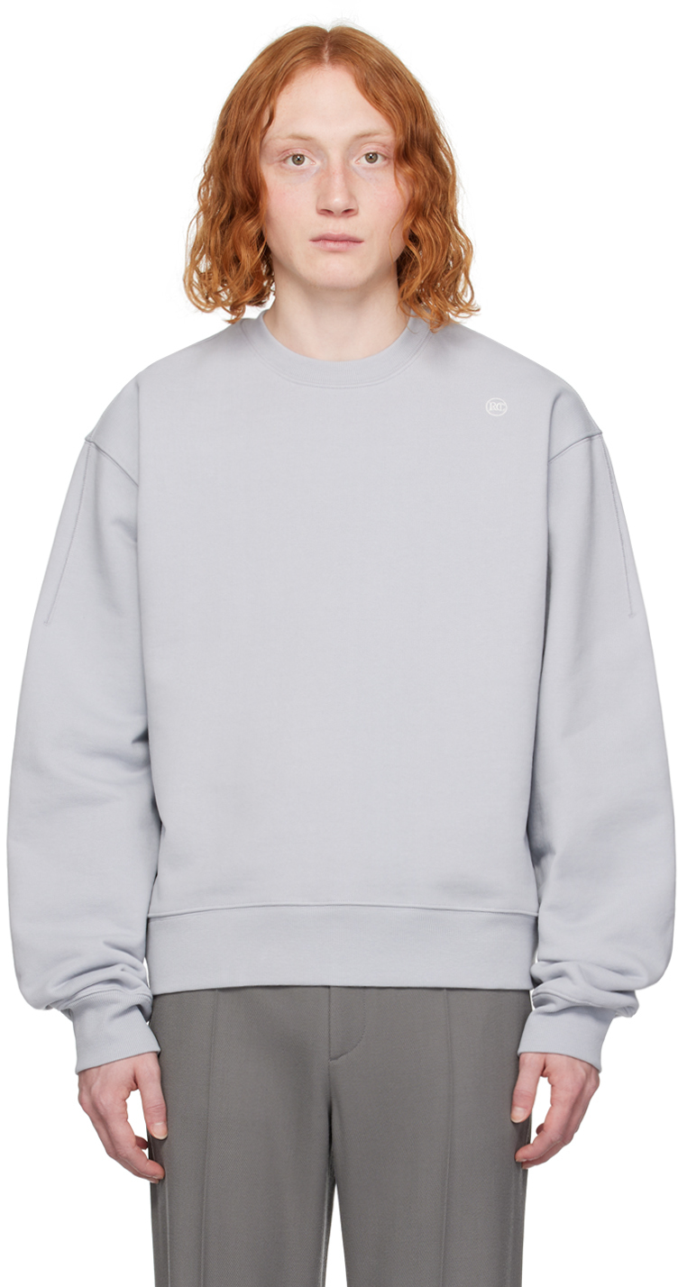 Recto Grey Crewneck Sweatshirt In Greysh Khaki