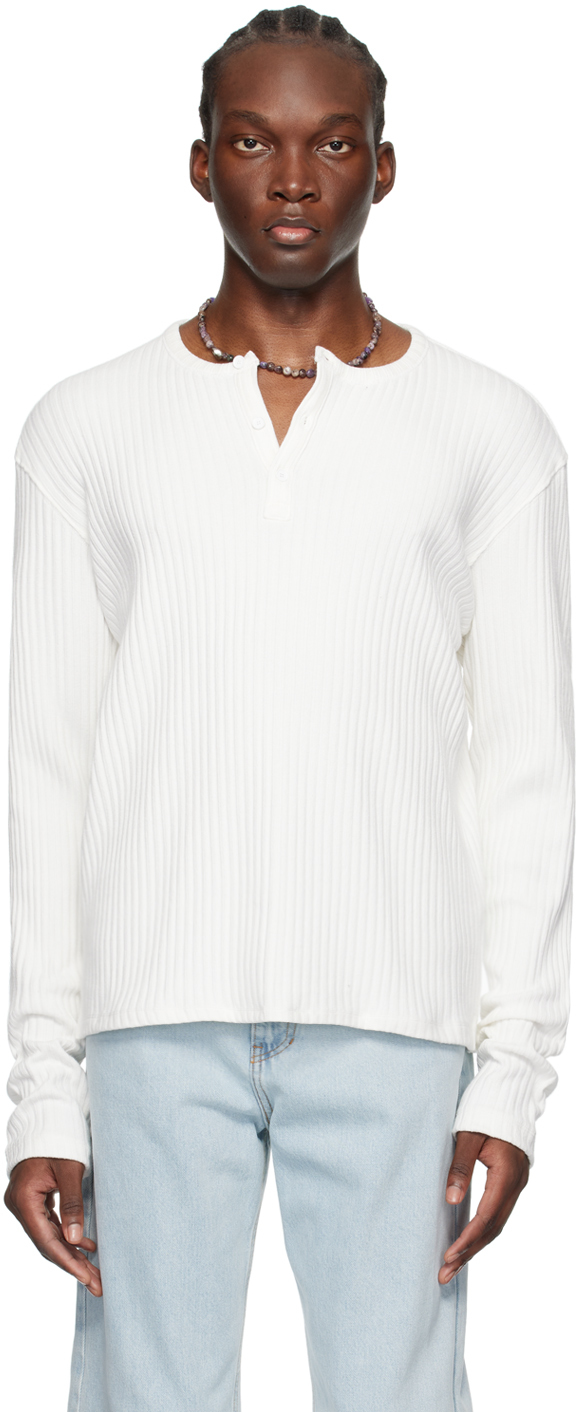 Shop Recto Off-white Patch Henley In Off White