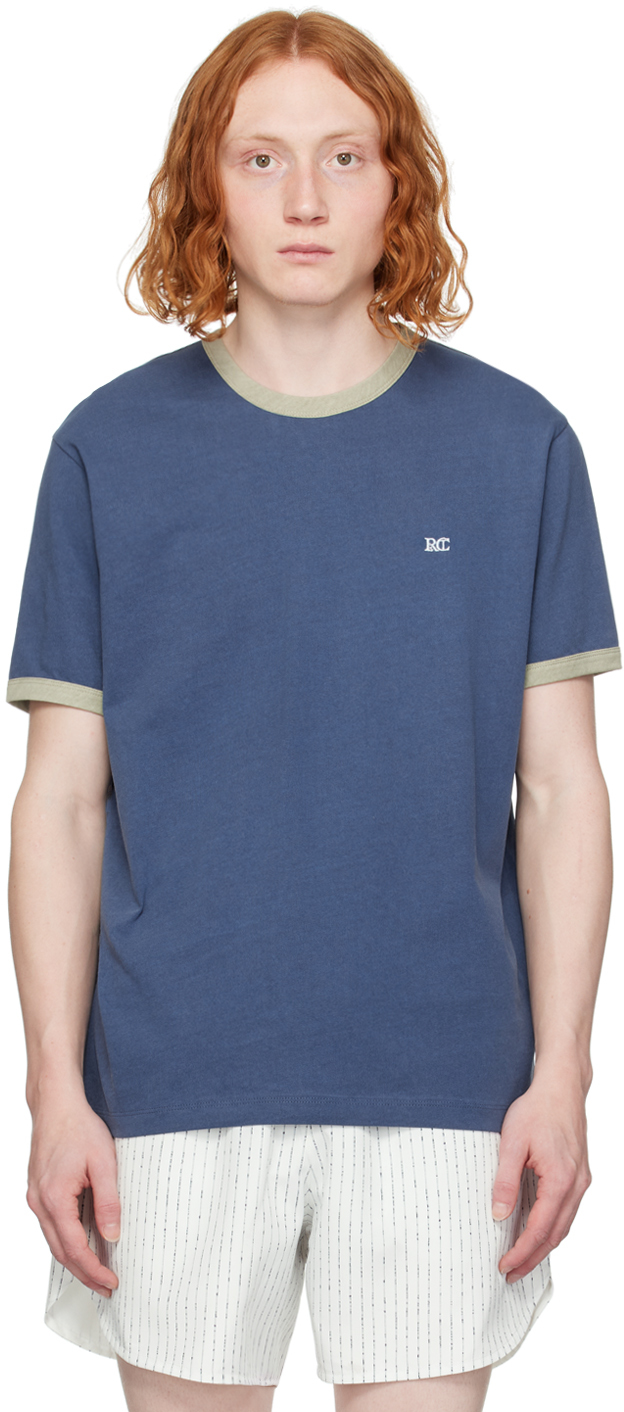 Recto Blue Embroidery T-shirt In Vintage Blue