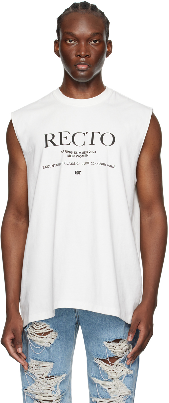 Shop Recto Off-white Printed Tank Top In Off White