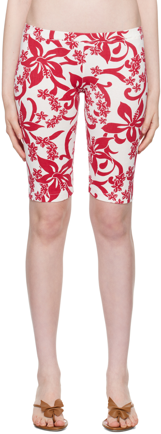 Shop Gimaguas Red & White Lulu Shorts In Print Red