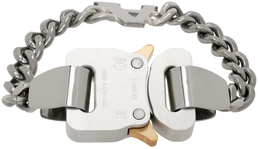 Shop Alyx Silver Buckle Charm Bracelet In Gry0002 Silver