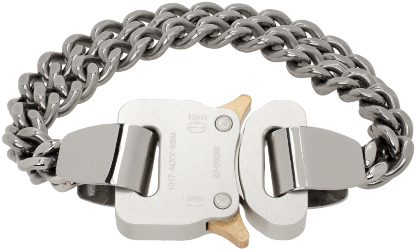 Shop Alyx Silver 2x Chain Buckle Bracelet In Gry0002 Silver