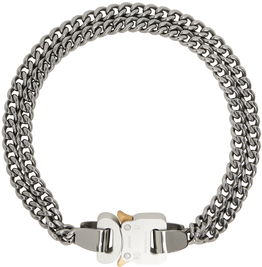 Shop Alyx Silver 2x Chain Buckle Necklace In Gry0002 Silver