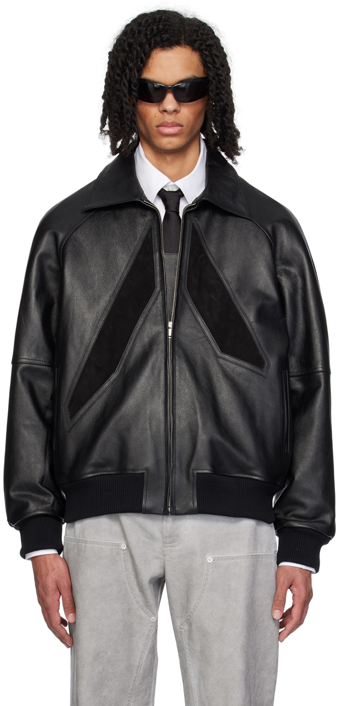 Black Appliqué Leather Jacket