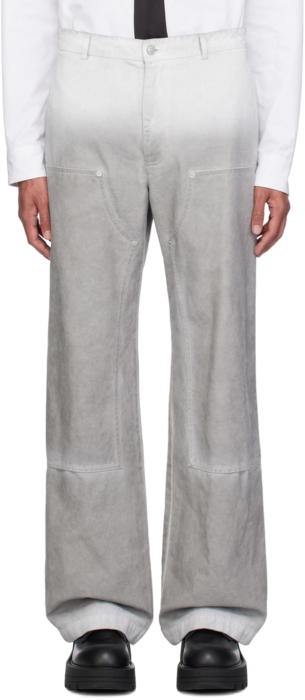 White & Gray Overdyed Carpenter Trousers