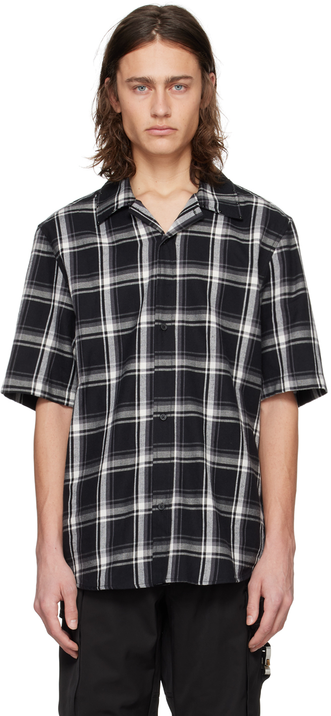Alyx Logo-embroidered Plaid-pattern Shirt In Black