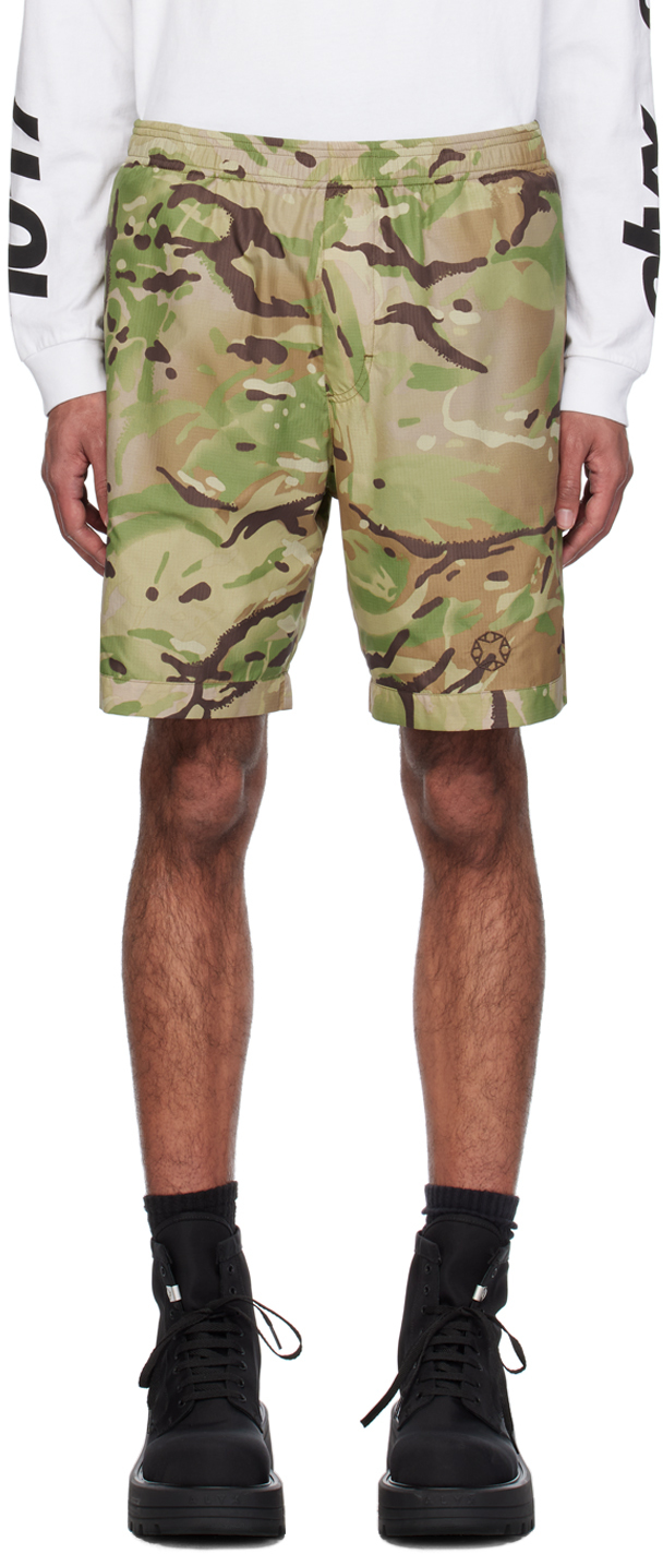 Shop Alyx Green Camo Shorts In Mty0001 Camouflage