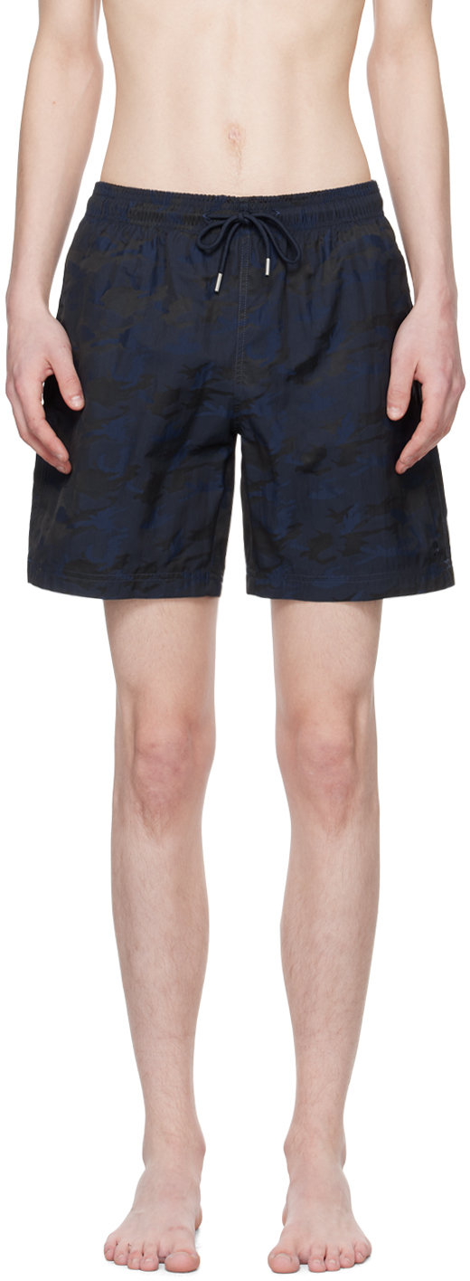 Shop Gimaguas Blue Camouflage Swim Shorts