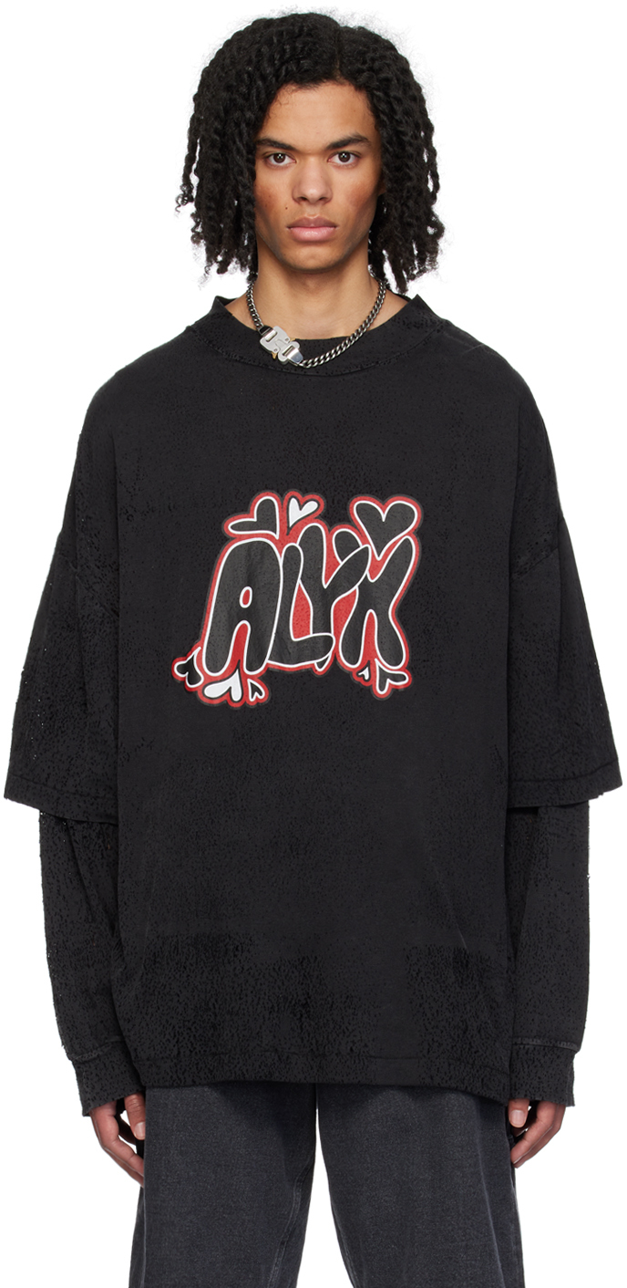 Shop Alyx Black Needle Punch Long Sleeve T-shirt In Washed Black