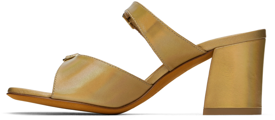 MARYAM NASSIR ZADEH GOLD UNA HEELED SANDALS 