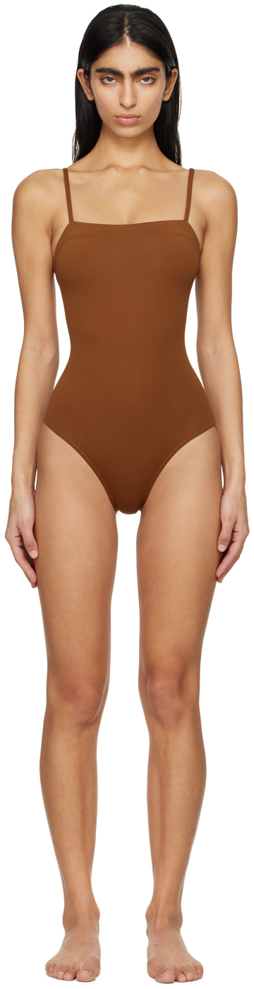 Shop Eres Brown Aquarelle Swimsuit In 26045535 Caramelo