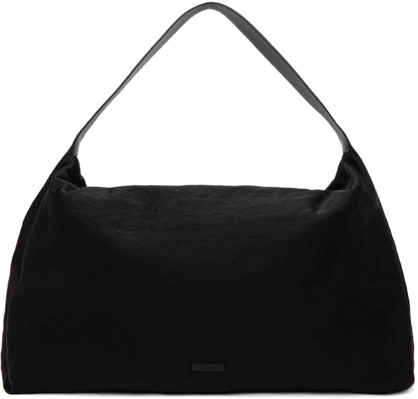 Shop Fear Of God Black Nylon Leather Tote