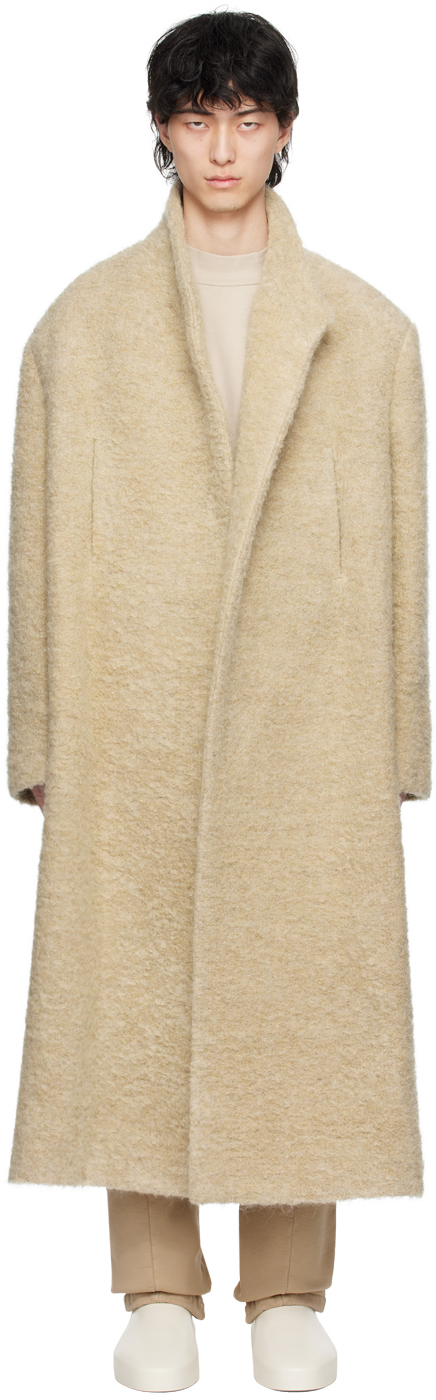 Beige Stand Collar Coat