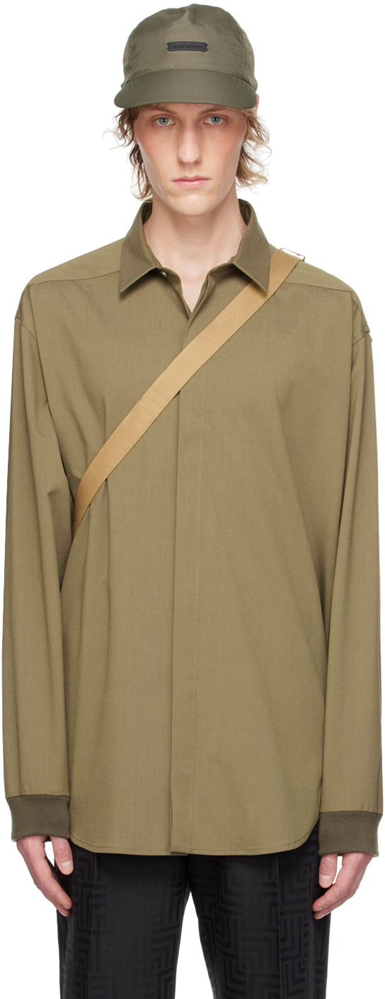 Shop Fear Of God Khaki Button Shirt In Olive